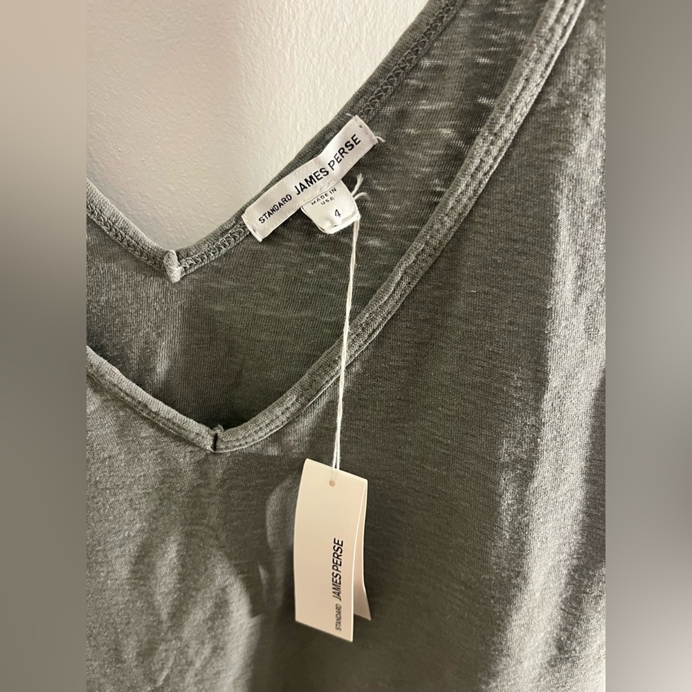 James Perse Grey V-Neck Tank Top NWT - Picture 2 of 6